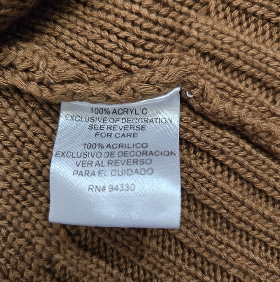 ONE A Tan Open Front Knit Sweater Cardigan With Back Fringe. Size XS - Picture 7 of 9